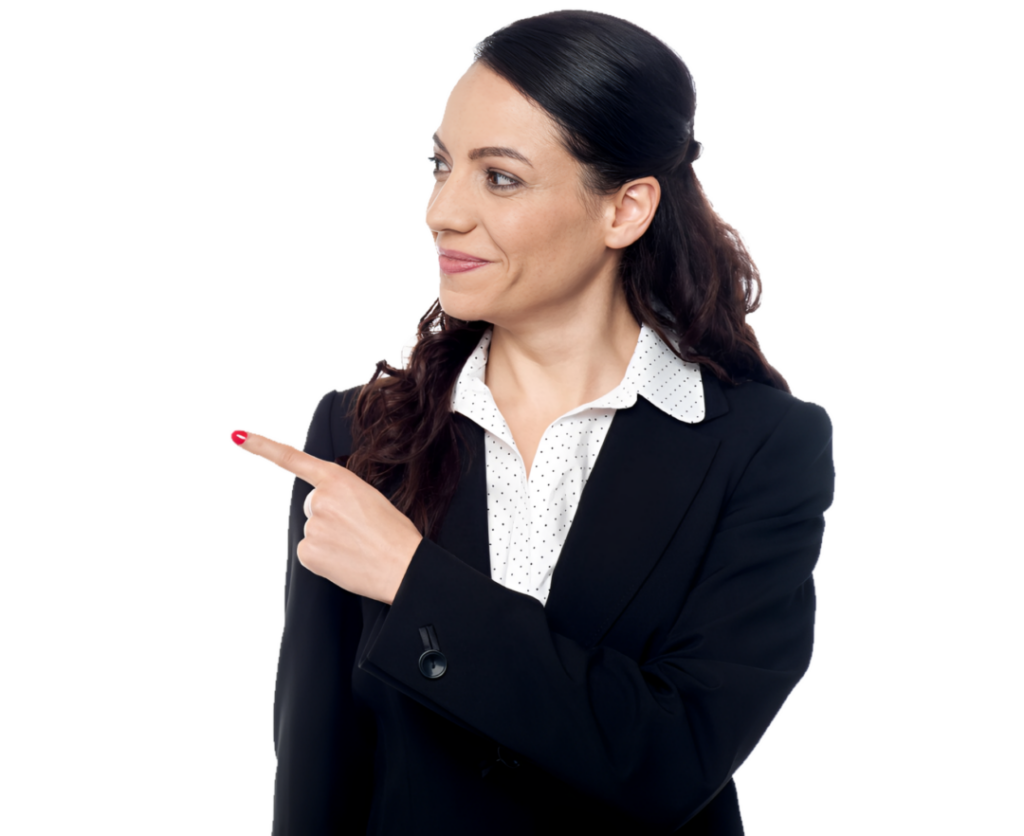 Professional woman indicating direction